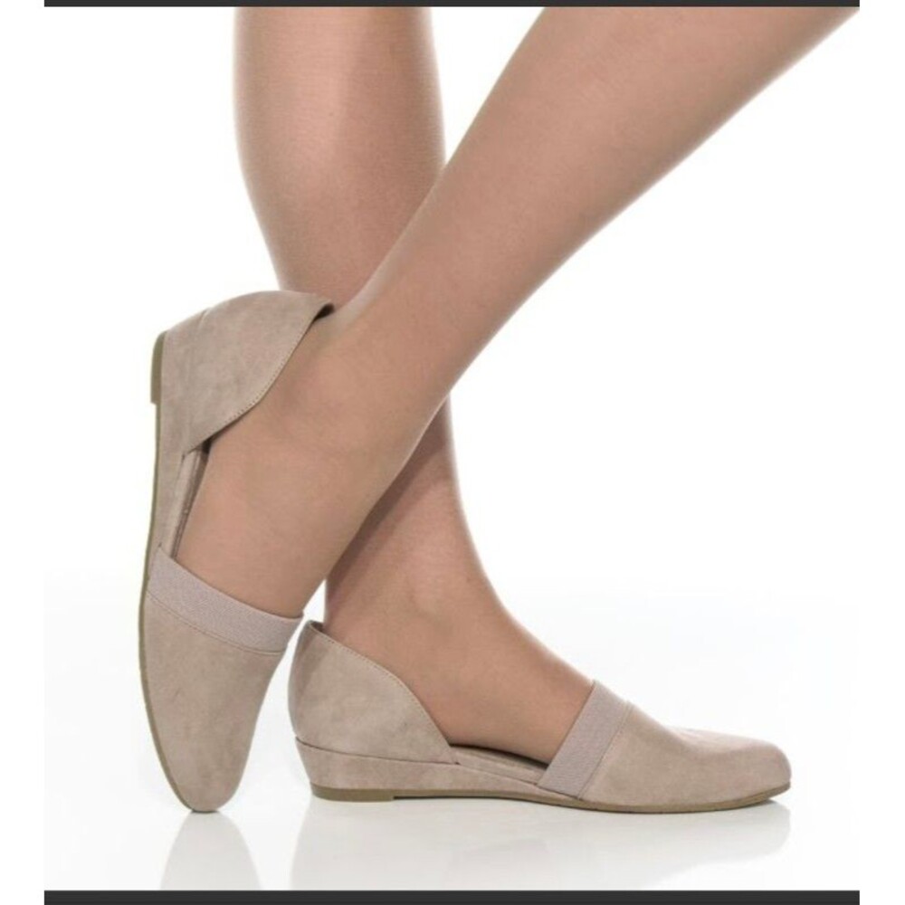 Eileen Fisher Ida D'Orsay Beige Suede Wedge Shoes Sz 12